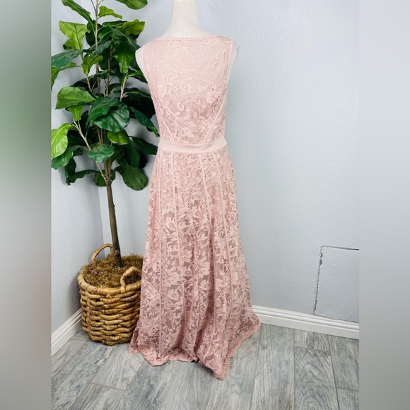 Candalite Blush Pink Sleeveless Lace Maxi Special Event Dress - Picture 4 of 5